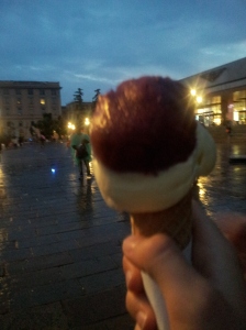 It was a little chilly when we got back to the train station, but since when is that a reason to pass on ice cream?